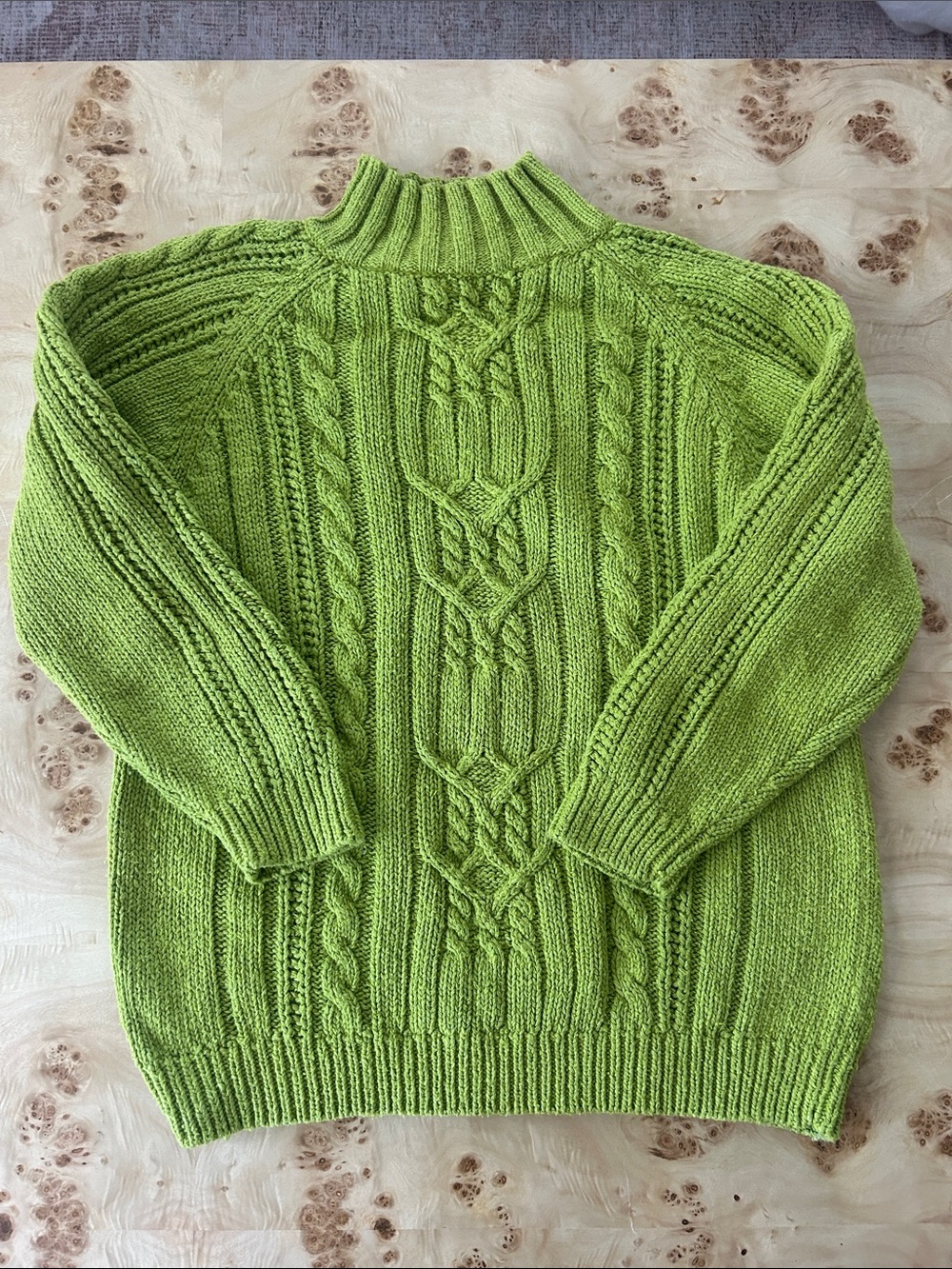 Vintage The Limited Lime Green Cable-Knit Women’s Sweater, Silk & Cotton